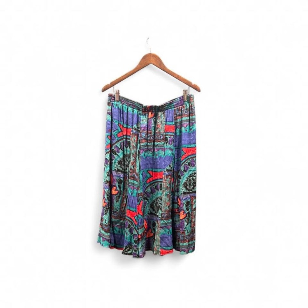 Women's retro funky 80s multi-coloured midi skirt by C.M. Shapes size 1x (xl4)‎
